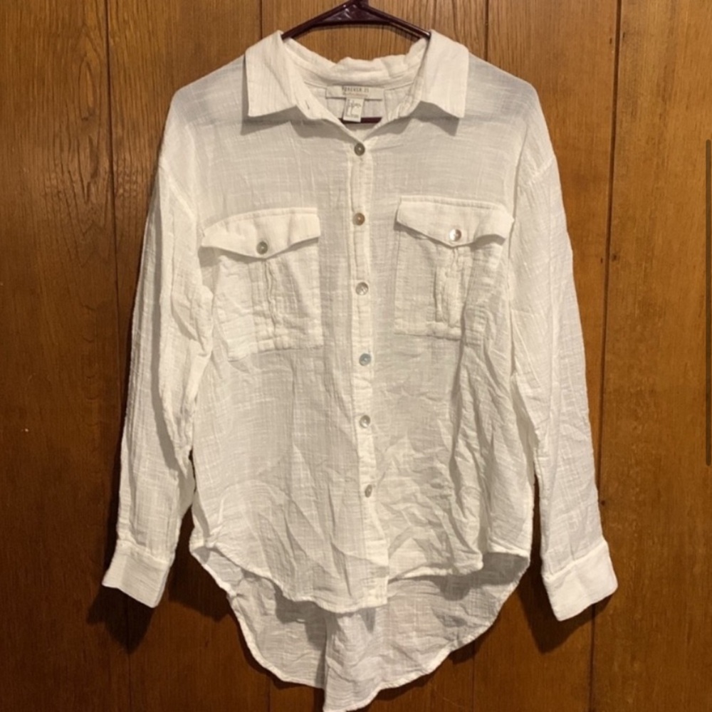 Forever 21 Gauze Long Sleeve Collared Button Down - Picture 4 of 11